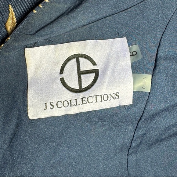 JS COLLECTIONS Maya Short Flutter Sleeve Embroidered Sheath Dress size 6 - Picture 11 of 13